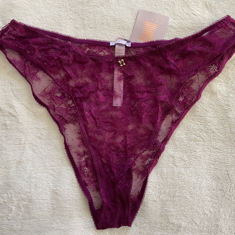 NWT Savage X Fenty, panty, 3X, Chantilly Cascade Brazilian, plum poison purple